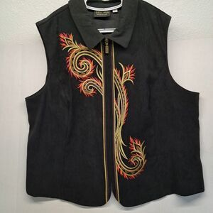 Bob Mackie Wearable Art Women's 2X Embroidered Vest